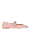 Aeyde Uma Eyelet Grosgrain Coral Ballet Flats In Pink