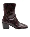 Aeyde Amina Snake-effect Leather Ankle Boots In Burgundy