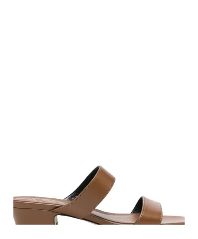 Aeyde Square-toe Leather Sandals In Brown