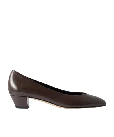 Aeyde Squaretoe Lowheel Leather Pumps In Brown