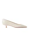 Aeyde Squaretoe Lowheel Leather Pumps In White