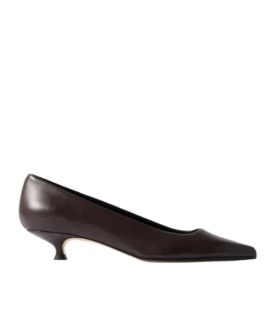 Aeyde Squaretoe Thinheel Leather Pumps In Burgundy