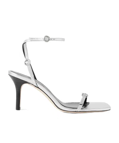 Aeyde Stiletto Heel Ankle Strap Sandals In Silver