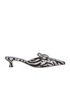 Aeyde Animal Print Kitten Heel Pointed Toe Mules In Black