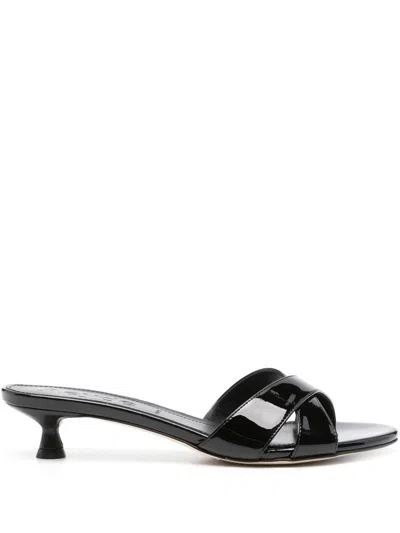 Aeyde Stina Patent-leather Mules In Black
