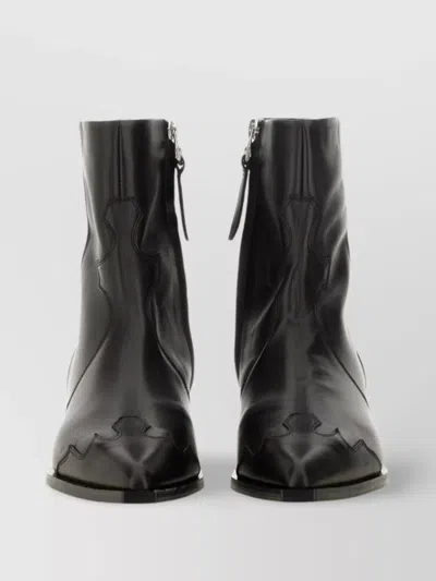 Aeyde Stitched Leather Ankle Boots In Black