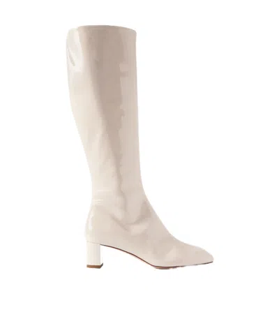 Aeyde Straight Shaft Knee-high Riding Boots In White