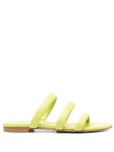 Aeyde Strap-detail Leather Slides In Green