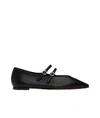 Aeyde Franny Double-buckle Pointed Ballet Flats In Black
