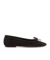 Aeyde Womens Dark Brown Delfina Bow-embellished Velvet Ballet Flats In Black