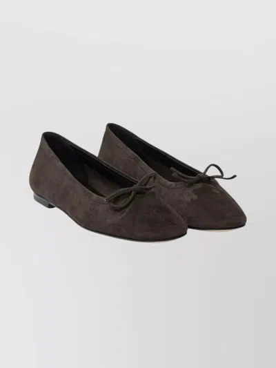 AEYDE SUEDE BALLERINA SHOES BOW DETAIL