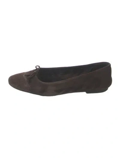 Pre-owned Aeyde Suede Bow Accents Ballet Flats In Brown