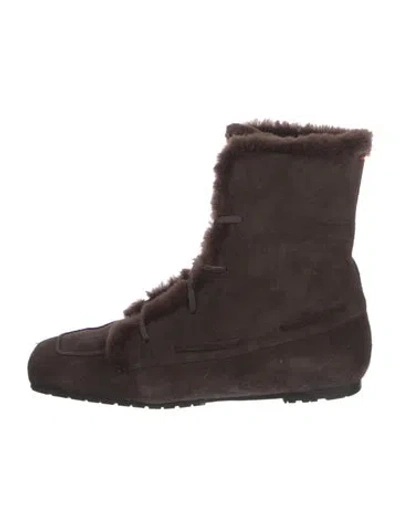 Pre-owned Aeyde Suede Lace-up Boots In Brown