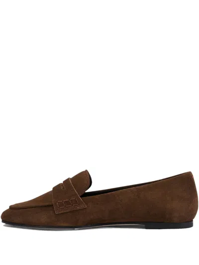 Aeyde Suede Leather Loafers In Brown