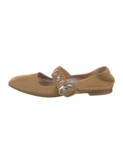 Pre-owned Aeyde Suede Mary Jane Flats In Neutrals