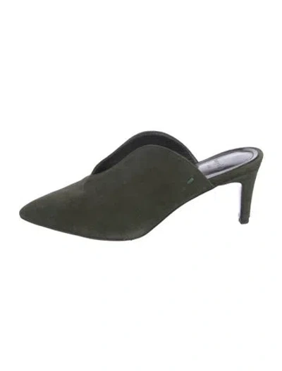 Pre-owned Aeyde Suede Mules In Green