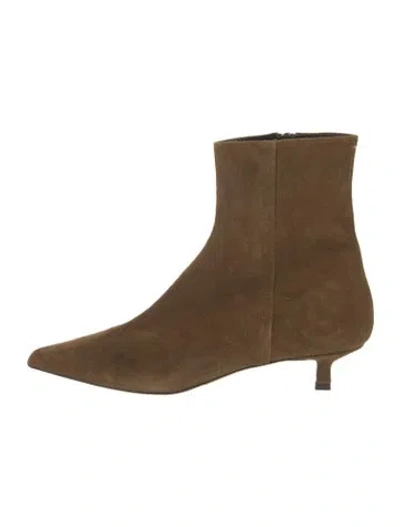 Pre-owned Aeyde Suede Pleated Accents Boots In Brown