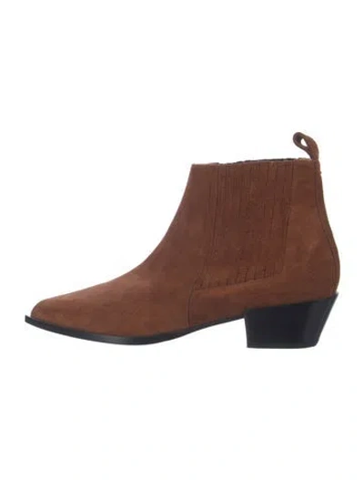 Pre-owned Aeyde Suede Pleated Accents Chelsea Boots In Brown