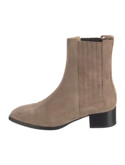 Pre-owned Aeyde Suede Pleated Accents Chelsea Boots In Neutrals