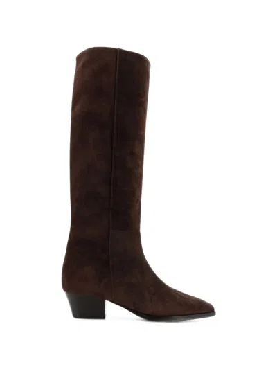 Aeyde Medea Block Heel Knee-high Boots In Brown