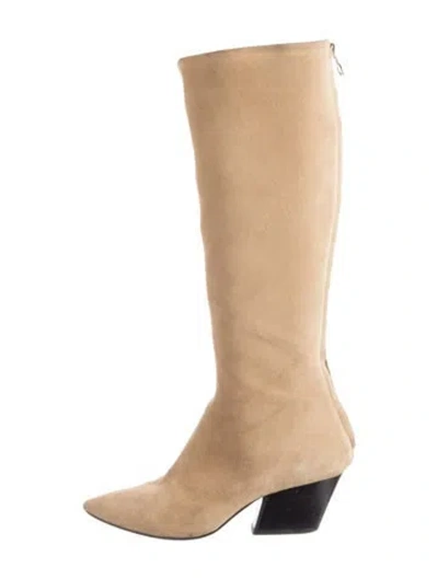 Pre-owned Aeyde Suede Riding Boots In Neutral