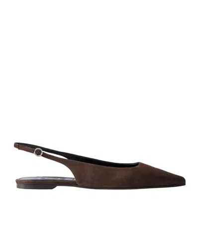 Aeyde Annora Suede Slingback Flats In Brown