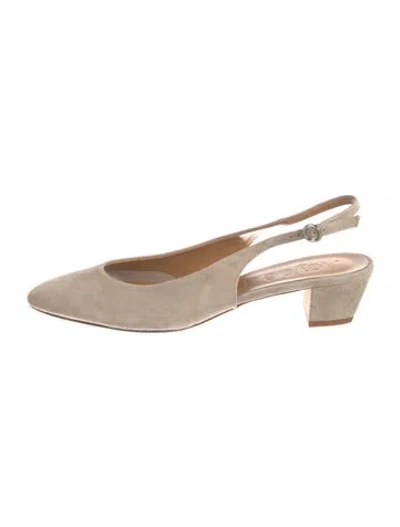 Pre-owned Aeyde Suede Slingback Flats In Neutral