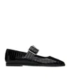 Aeyde Sunny Alligator Flats In Black