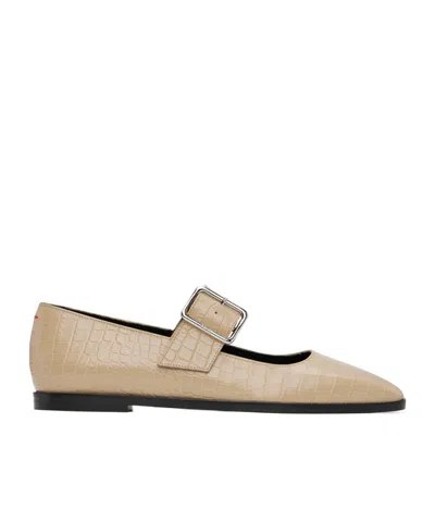 Aeyde Sunny Alligator Flats In Nude