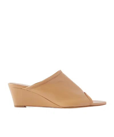 Aeyde Suzanne Leather-trimmed Mesh Sandals In Brown