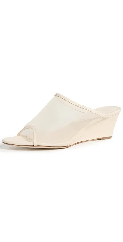 Aeyde Suzanne Leather-trimmed Mesh Sandals In Neutral
