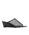 Aeyde Leather-mesh Suzanne Wedge Sandals 55 In Black