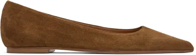 Aeyde タン Cassy ポインテッドトゥ スエード フラットシューズ In Brown