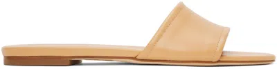 Aeyde 10mm Sumi Flat Leather Slide Sandals In Camel