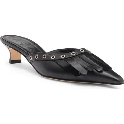 Aeyde Tania Kiltie Fringe Mule In Black