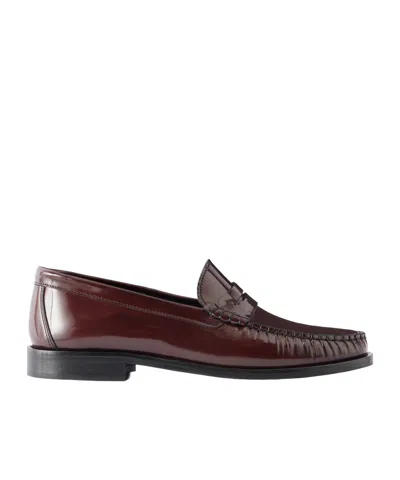 Aeyde Terry Patent-leather Penny Loafers In Burgundy