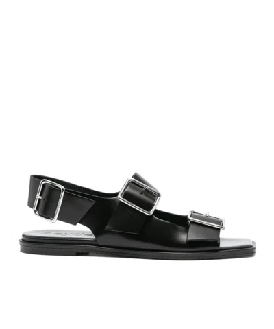 Aeyde 10mm Thekla Leather Sandals In Black