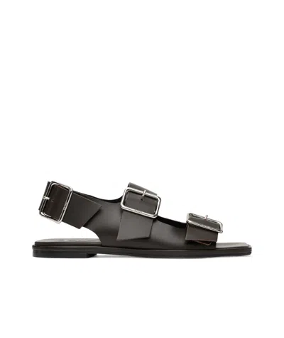 Aeyde 10mm Thekla Leather Sandals In Black