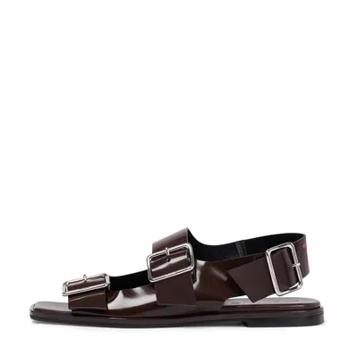 Aeyde Thekla Slingback Sandals In Moka