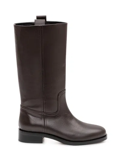 Aeyde Theo Leather Boot In 100% Calf Leather In Moka