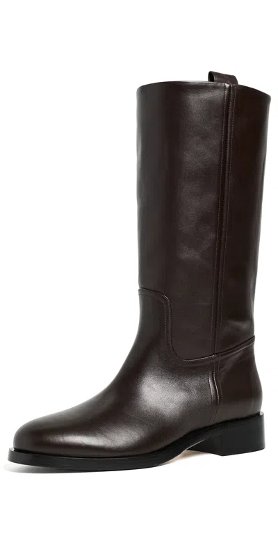 Aeyde Theo Leather Knee-high Boots Moka In Brown