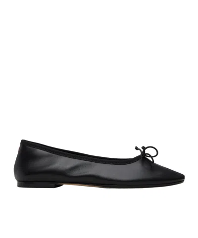 Aeyde Womens Black Delfina Bow-embellished Leather Ballet Flats Eur 37 / 4 Uk