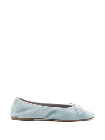 Aeyde Tiby Bow Leather Ballerina In Blue