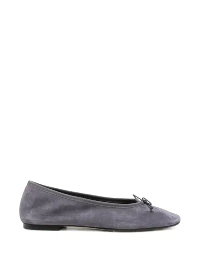 Aeyde Tiby Bow-detail Suede Ballet Flats In Gray
