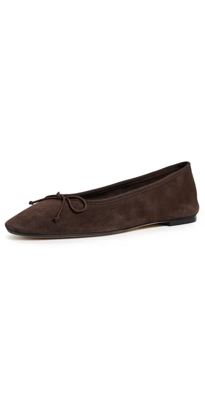 Aeyde Tiby Bow-detailed Suede Ballet Flats In Burgundy
