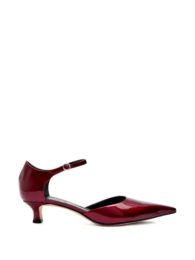Aeyde Tillie Metallic Patent-leather Pumps In Burgundy