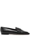Aeyde Leather Penny Strap Loafers Rubber Sole In Black