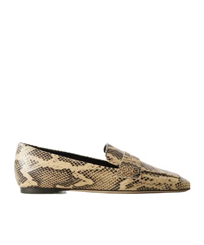Aeyde Tom Snake-effect Leather Loafers In Brown