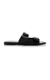 Aeyde Tonya Leather Double Strap Sandals In Black