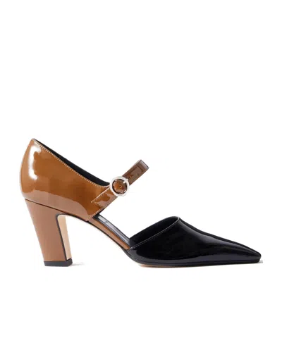 Aeyde Isidora Two-tone Patent-leather Mary Jane Pumps In Black